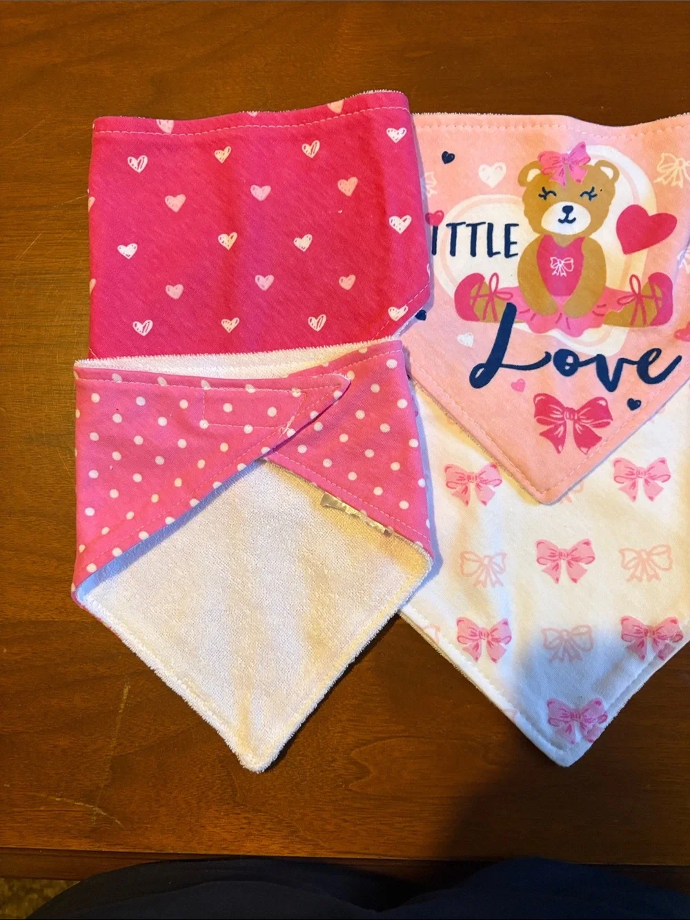 Amazon Pink & White Baby Bandana Bib Set - Hearts, Polka Dots & Bow Teddy
